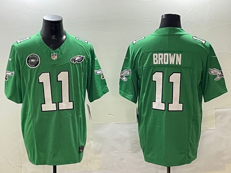 Men Philadelphia Eagles #11 Brown Green three generations 2025 Nike Vapor Limited NFL Jersey style 5->philadelphia eagles->NFL Jersey